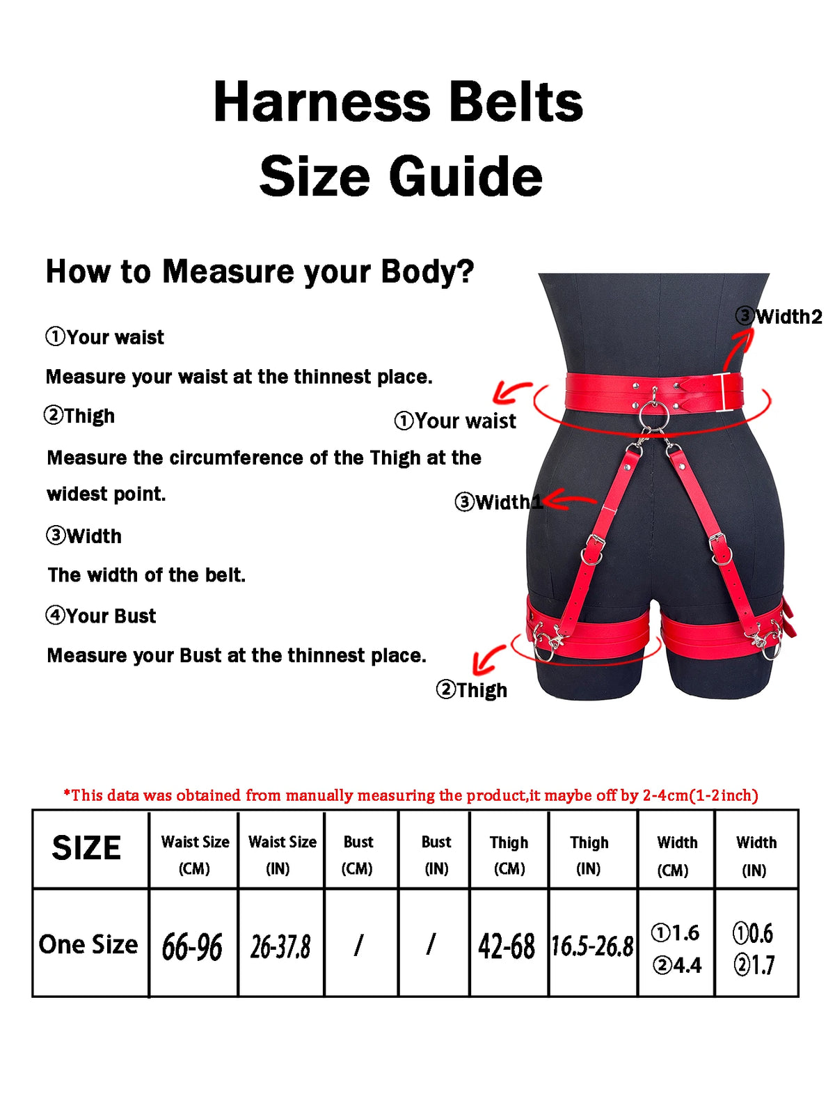 Women's PU Leather Harness Belt Gothic Punk Fashion Belt Adjustable Decorative Leg Belt for Daily Wear Leisure Accessories