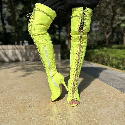 DIY Women Latin Dance Boots Long Dance Shoes Latin Salsa Dance Shoes 11cm High Club Party Ballroom Dance Shoes Booties for women
