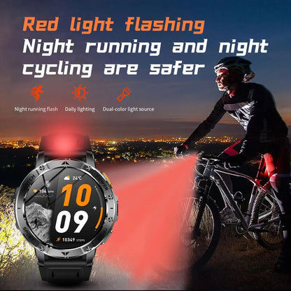 TANK Ultra Outdoor Smartwatch 1400mAh Battery Military Watches Waterproof Two-color Tactical LED Flashlight Men Sports Bracelet
