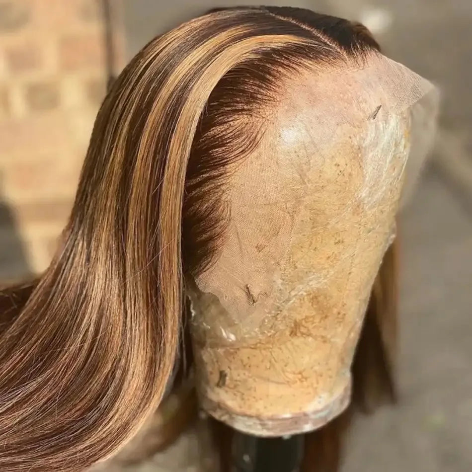 Premium Highlights Blonde Colored 13x6 HD Lace Front Human Hair Wigs Tuneful Malaysian Straight HD Transparent Lace Frontal Wig