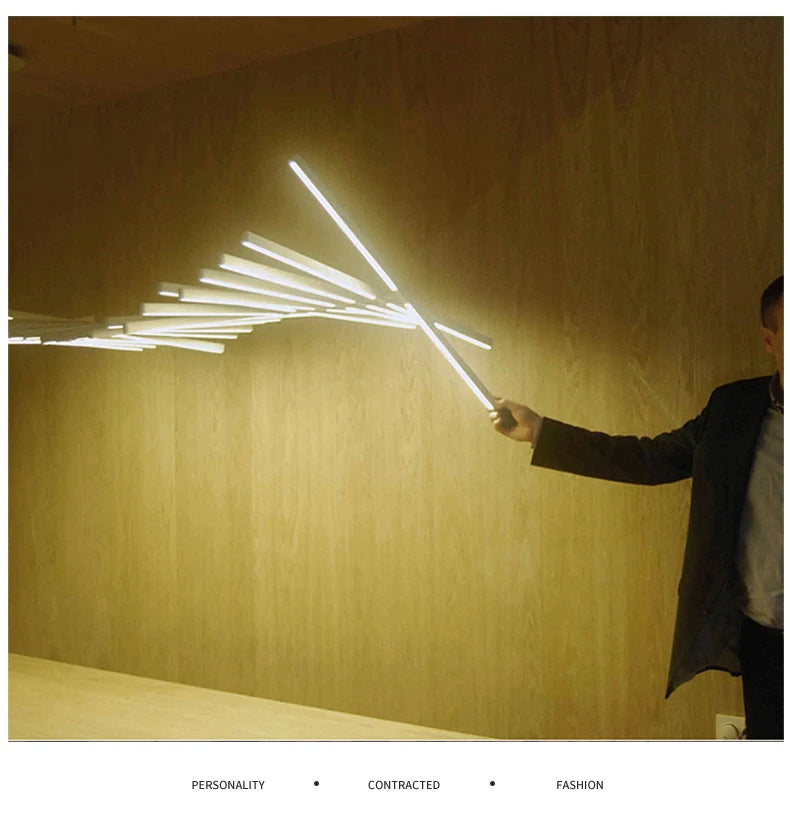Modern LED Ceiling Chandelier Lights Nordic Luxury Pendant Lights for Living Dining Room Fish Bone Design Dimmable Hanging Lamp