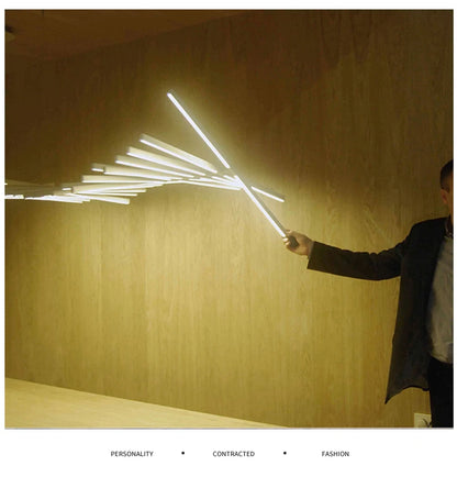 Modern LED Ceiling Chandelier Lights Nordic Luxury Pendant Lights for Living Dining Room Fish Bone Design Dimmable Hanging Lamp