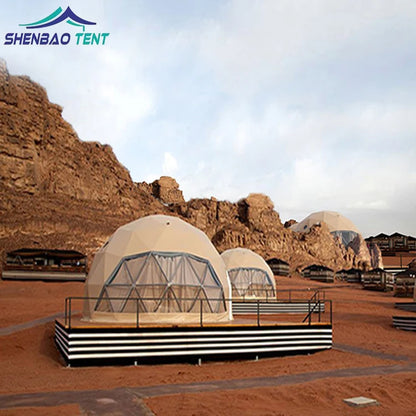 Luxury Roof Pvc Heated Eco Prefab Transparent Geodesic Dome Hotel Glaping House Desert Round Dome Exhibition Tent