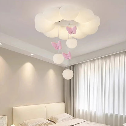 Children's Room Princess Room Cloud Ceiling Lights Pink Bow Bubble Ball Lamp LED Cream Style Romantic Girl Bedroom Ceiling Lamps