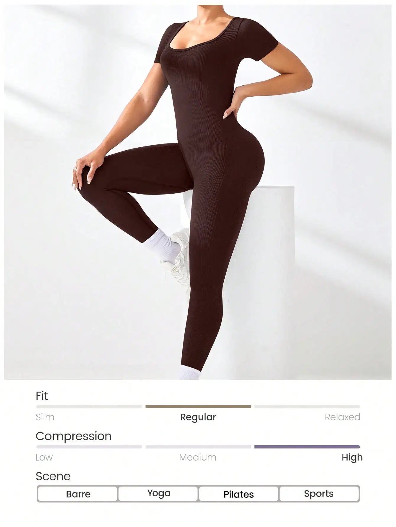 Women's Slimming Sexy Yoga Sports Jumpsuit Spring Summer Threaded Square Collar Lifting Buttocks Design Comfortable Active Wear
