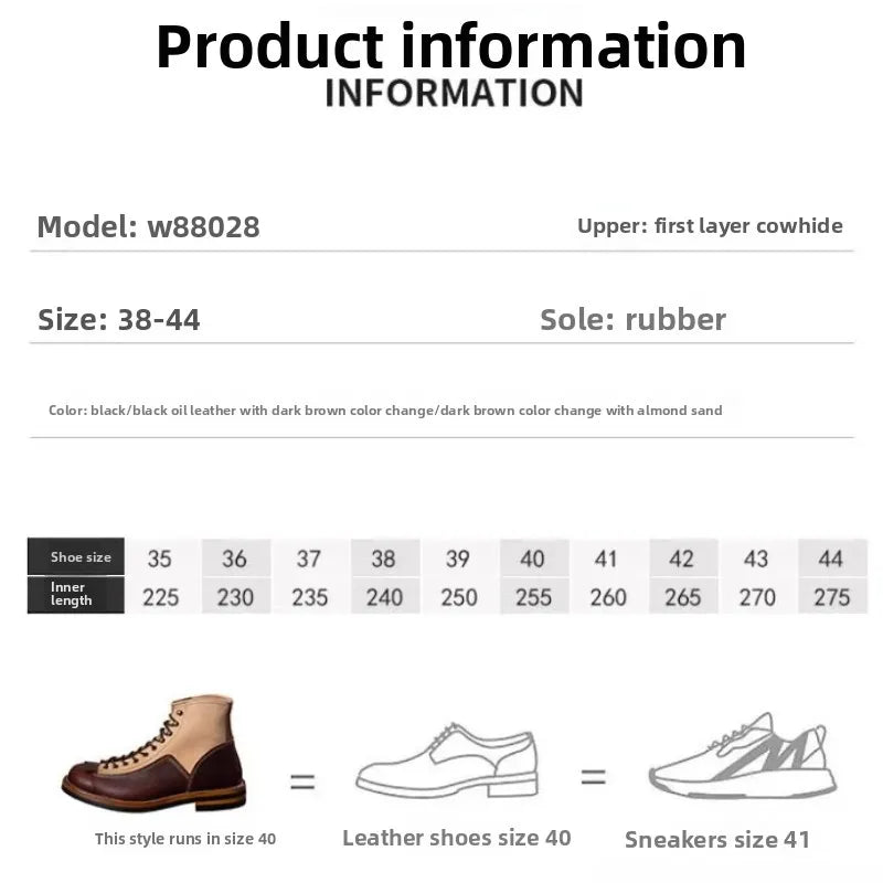 Hot New Arrival! Vintage Motorcycle Boots Casual Men Ankle Boots Cowhide Leather Shoes Wedge Tooling Desert Boots Moto Shoes