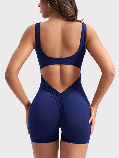 Summer 2025 High-Waisted One-Piece Shorts with Shoulder Straps Slimming Hip Lifting Sexy Sports Yoga Wear