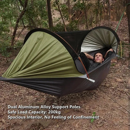Outdoor Camping Hammock with Sunshade and Mosquito Net Anti-Rollover Single Double Portable Hanging Bed with Bug Net