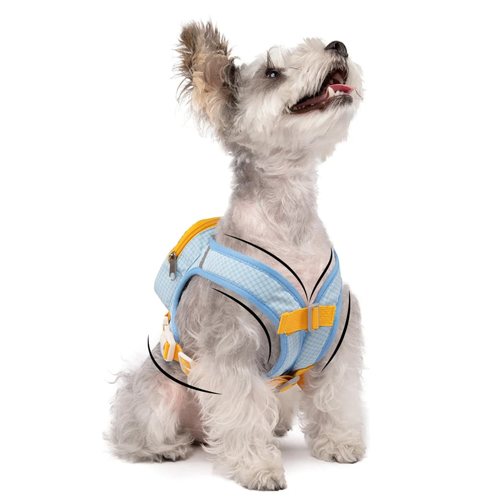 Cute Backpack Dog Harness with Leash, Reflective Soft Pet Vest for Small Medium Dogs Cats, Adjustable Walking Harness Set