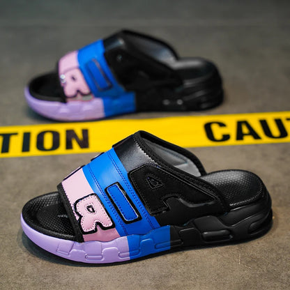 Summer Men Slippers Casual Sandals Platform Bubble Outdoor Beach Sandals Garden Shoes Male Comfortable Home Slides Loafers 39-47