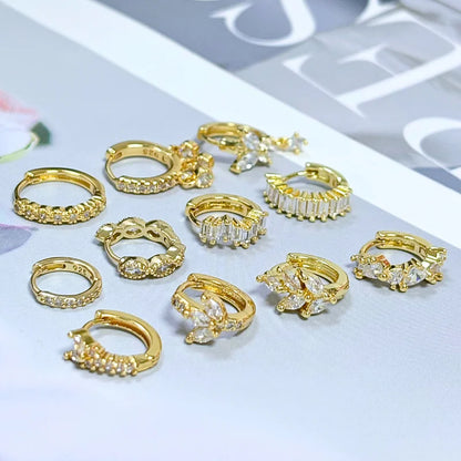 Women's 925 Sterling Silver Ear Needle Crystal Zircon Water Droplets Stud Hoop Gold Huggie Earrings Premium Luxury Party Jewelry