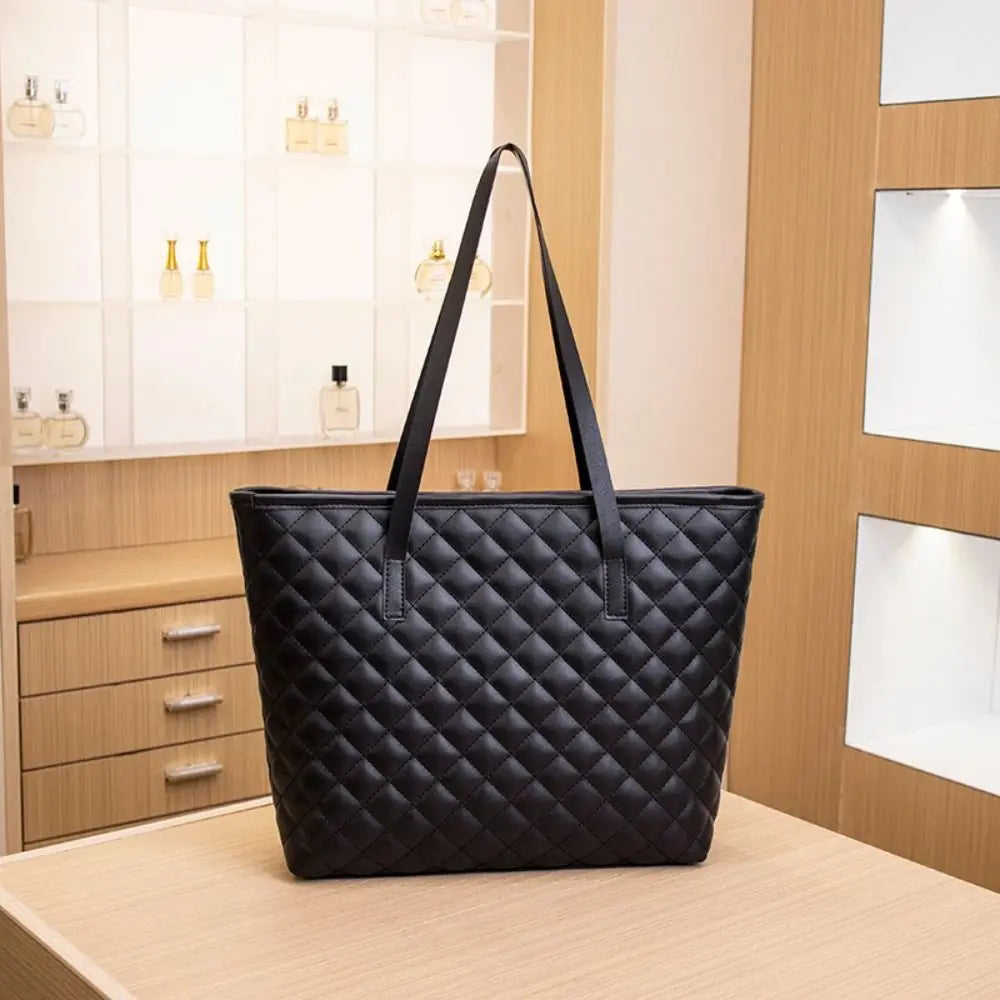 Large Capacity Tote Bag Casual Zipper PU Ladies Handbags Mommy Bag Women