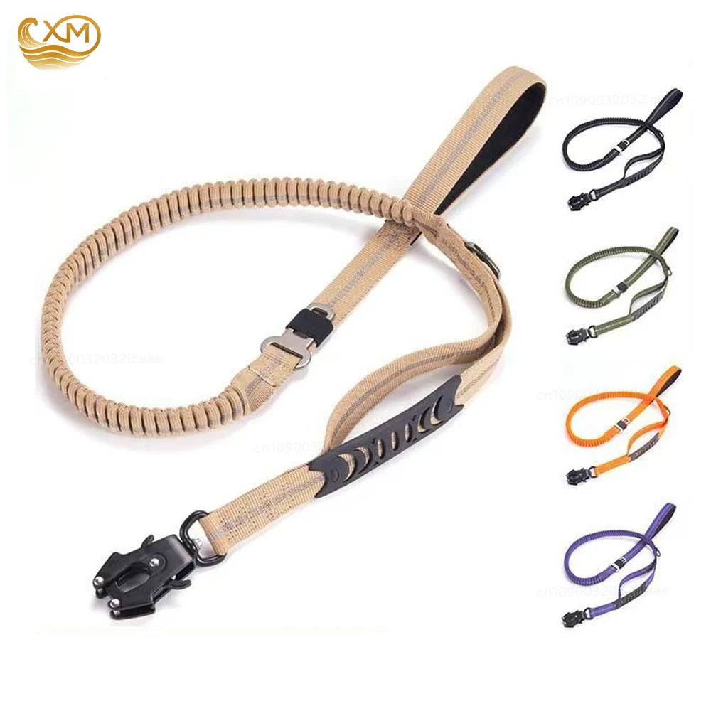 Reflective Shock Absorbing Dog Leashes with Car Seatbelt for Large Dogs Heavy Duty Tactical Bungee Dog Leash No Pull Dog Leash