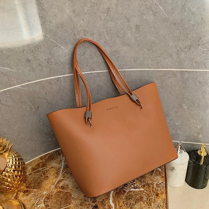 Solid Color Women's PU Leather Handbag and Purse Luxury Large Capacity Fashion Shoulder Bags Female Designer Shopping Tote Bags