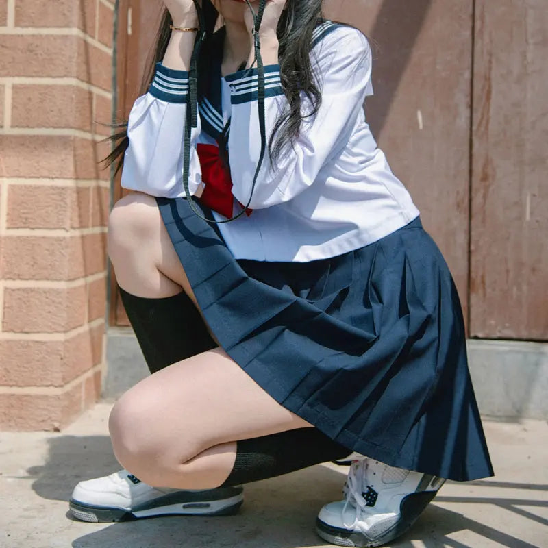 Student JK Uniform Women's High School Korean Chinese School Uniforms Navy Sailor Outfit Short Sleeve Suit Japan Seifuku Girl