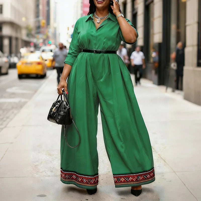 Casual Jumpsuits Plus Size VONDA 2026 Women Long Rompers Elegant Office Lady Overall Patchwork Loose Long Sleeve Playsuits