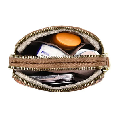 Women Fashion Bohemian Style Printed Phone Bag Ethnic Style PU Leather Single Shoulder Bag Luxury Versatile Handbag For Ladies