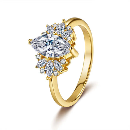 Luxury Six-claw18K Pure Gold Diamond Moissanite ring au9999 pure gold simple and versatile wedding jewelry gift