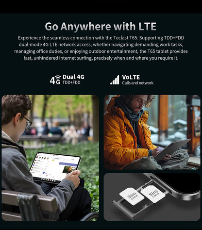 Teclast T65 13.4 Inches 2K 120Hz Screen Unisoc T7280 Octa Core Max 26G RAM 128GB ROM 8000mAh Battery Android 16 Tablets Dual SIM