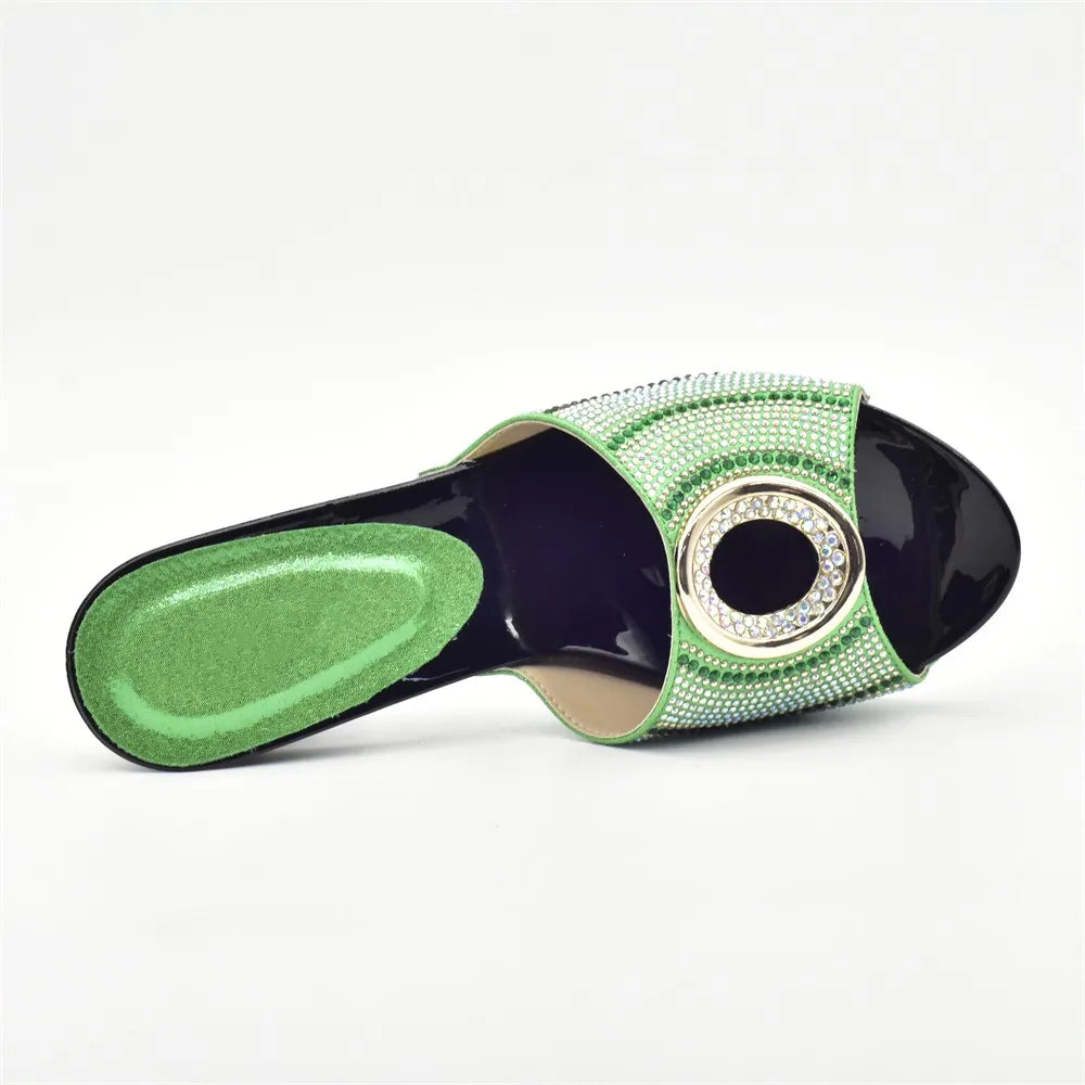 New Shoes and Bag Set African Sets Green Color Italian Shoes with Matching Bag for Women Nigerian Shoes and Bag Set for Wedding