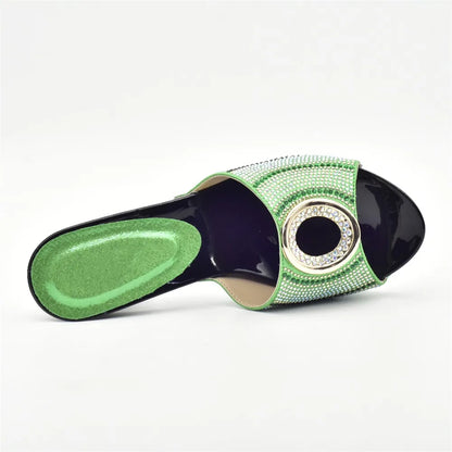 New Shoes and Bag Set African Sets Green Color Italian Shoes with Matching Bag for Women Nigerian Shoes and Bag Set for Wedding