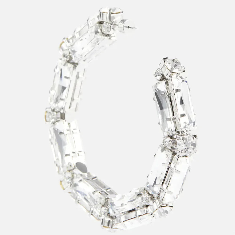 Shine Circle Large Crystal Hoop Earrings for Women 2023 Trending Oversize Statement Rhinestone Dangle Earrings Stud Jewelry