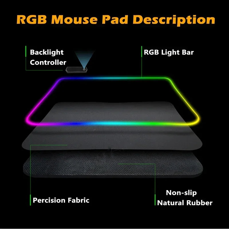 RGB Gaming Mousepad Space Mouse Mats LED Large Gamer Mousepads Keyboard Pads Luminous Desk Mat Final Fantasy Mouse Pad Backlit