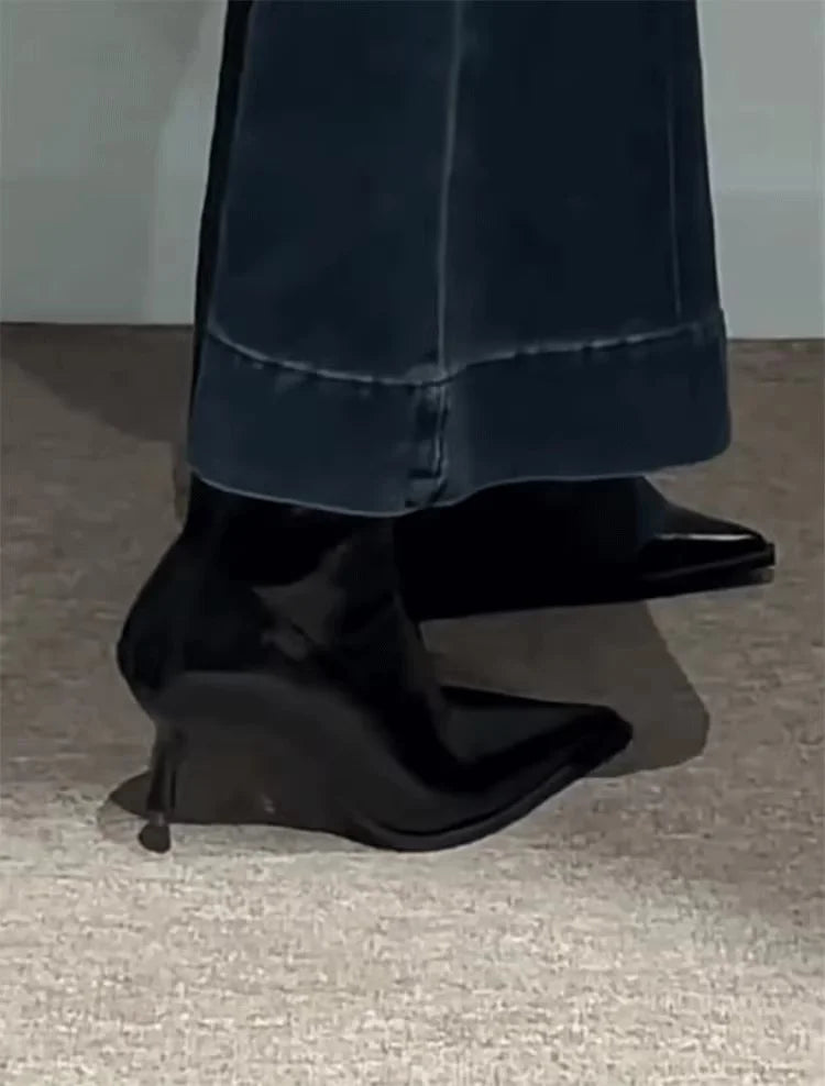 2025 New Women's Ankle Boots Sexy Pointed Toe Woman Short Boots Fashion Causal Ladies Thin High Heel Boots Solid Color Stiletto