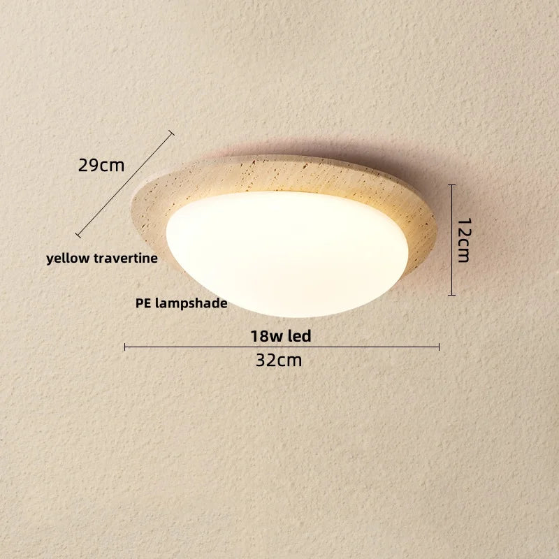 IWHD Wabi Sabi LED Ceiling Lamp Dining Room Restaurant Coffee Yellow Travertine Stone Minimalism Hanging Lights Lamparas Techo