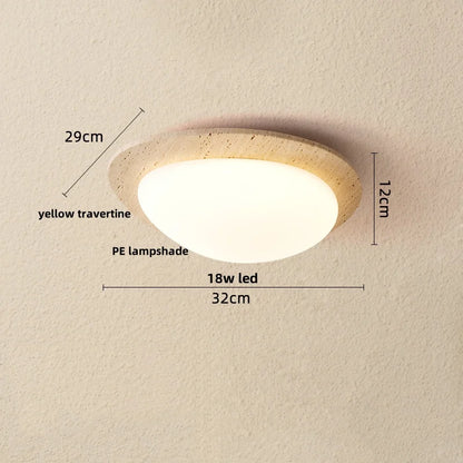 IWHD Wabi Sabi LED Ceiling Lamp Dining Room Restaurant Coffee Yellow Travertine Stone Minimalism Hanging Lights Lamparas Techo