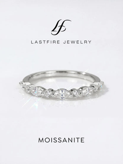 Real 0.18ct Moissanite Diamond Marquise Round Ring for Women 925 Sterling Silver Daily Wear Party High Quality Fine Jewelry