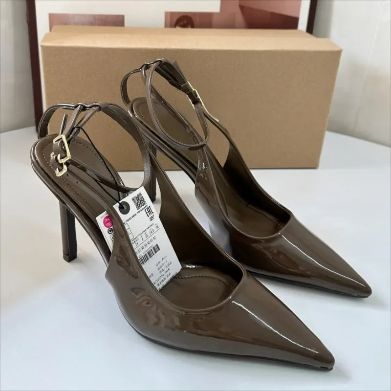 2025 Summer Stiletto Modern Sandals for Women High Heels Sexy Ankle Strap Pointed Toe Luxury Brand Party Wedding Bridal Shoes