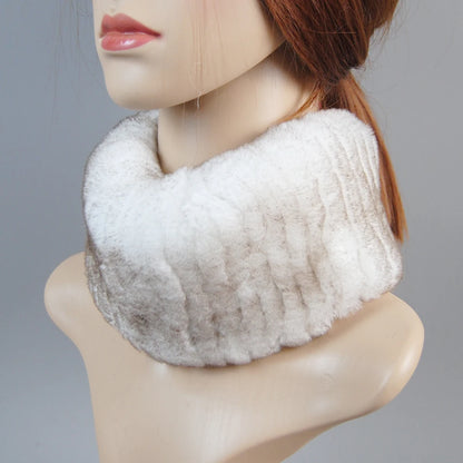 New Winter Lady Brand Hand Make Real Genuine Fox Fur Hat Scarf Girls Natural Real Rex Rabbit Fur Ring Cap Real Fur Scarves Hats