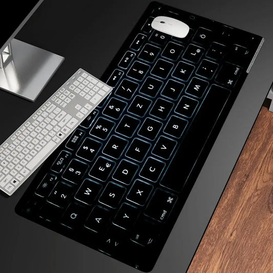 Black Keyboard Extra Big Mouse Pad Anti-Slip Rubber Base Desk Pad Durable Locking Edge Laptop Mouse Mat for Gamer Home Office