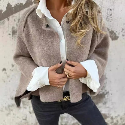 Autumn Winter Jacket Women Coats Wool Design Long Sleeve Solid Short Jacket Woman Casual Outwear