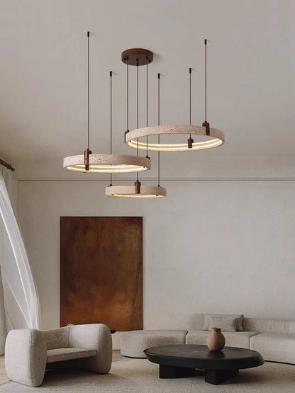 Artistic High-End Natural White Stone Dimming Function Wood Decoration Dining Room Living Room Exhibition Hall LED Modern