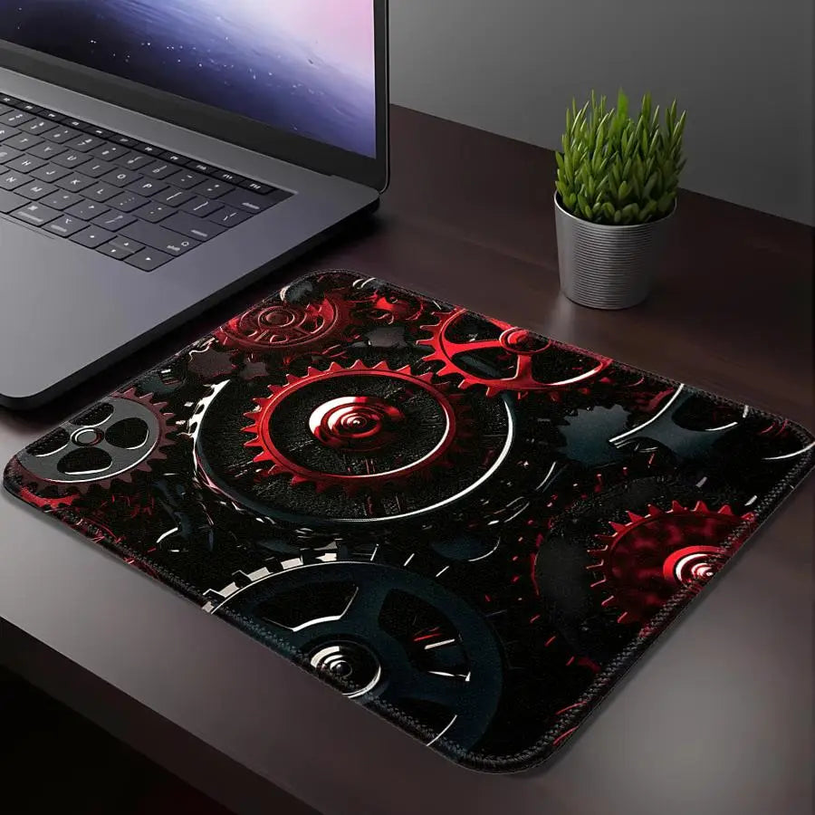 Red Gear Mechanism Anti slip Mouse Pad Computer Laptop Pad Game Console Pad Keyboard Mouse Pad Desk accessories office Pad