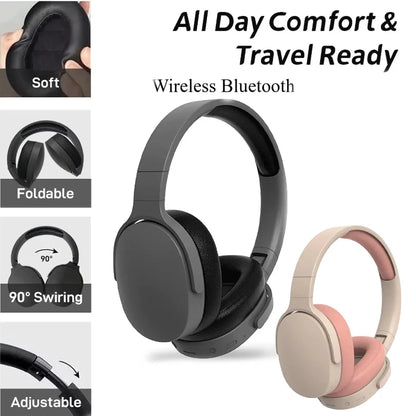 Hot Wireless Bluetooth Headphones Over Ear Hifi Stereo Headset True Sports Earphones TF AUX Music Player with HD Mic