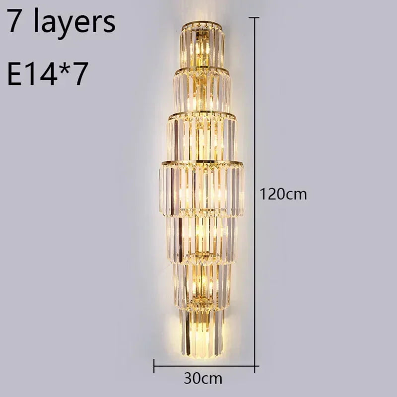 Luxury Hotel Lobby Large Big Crystal Wall Lamp for Club Hall Villa Living Room Bedroom Office Banquet Indoor Lighting Fixtures