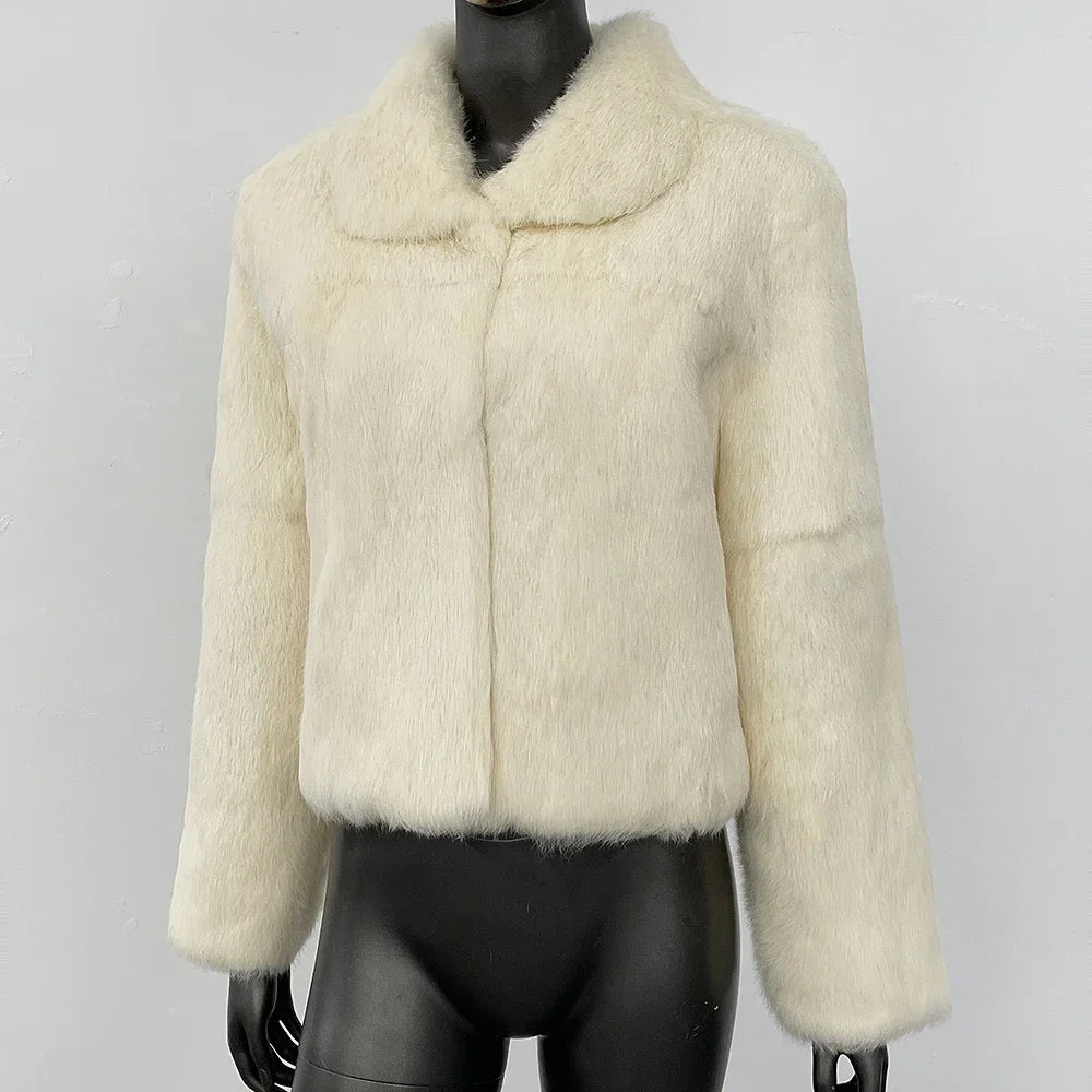 Natural Rabbit Fur Coat Women New Autumn Winter Female Real Fur 2025 Real Leather and Fur Women's Clothing Outerwear Lady Jacket