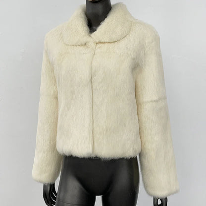 Natural Rabbit Fur Coat Women New Autumn Winter Female Real Fur 2025 Real Leather and Fur Women's Clothing Outerwear Lady Jacket