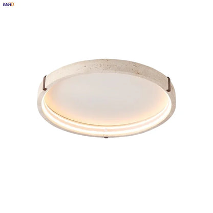 IWHD Wabi Sabi LED Ceiling Lamp Dining Room Restaurant Coffee Yellow Travertine Stone Minimalism Hanging Lights Lamparas Techo
