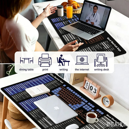 Windows Word Excel Office Shortcut Keys XXL Mouse Pad Non-Slip Large Gaming Office Esports User PC Desk Mat Cheat Sheet Mousepad