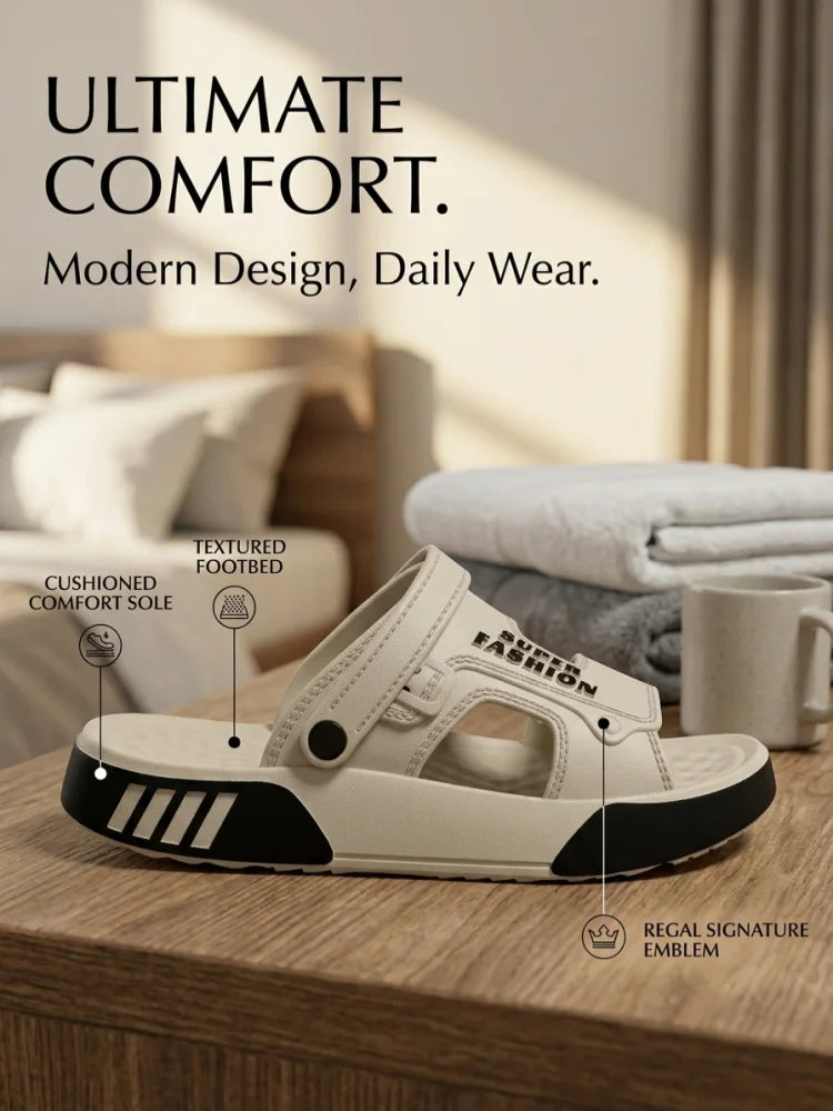 Men's Innovative Design Spring and Summer Eva Comfortable Thick-Soled Fashionable Casual Sandals for Home and Outdoor Activities, Versatile for Daily Use, Dual-Wear Slippers