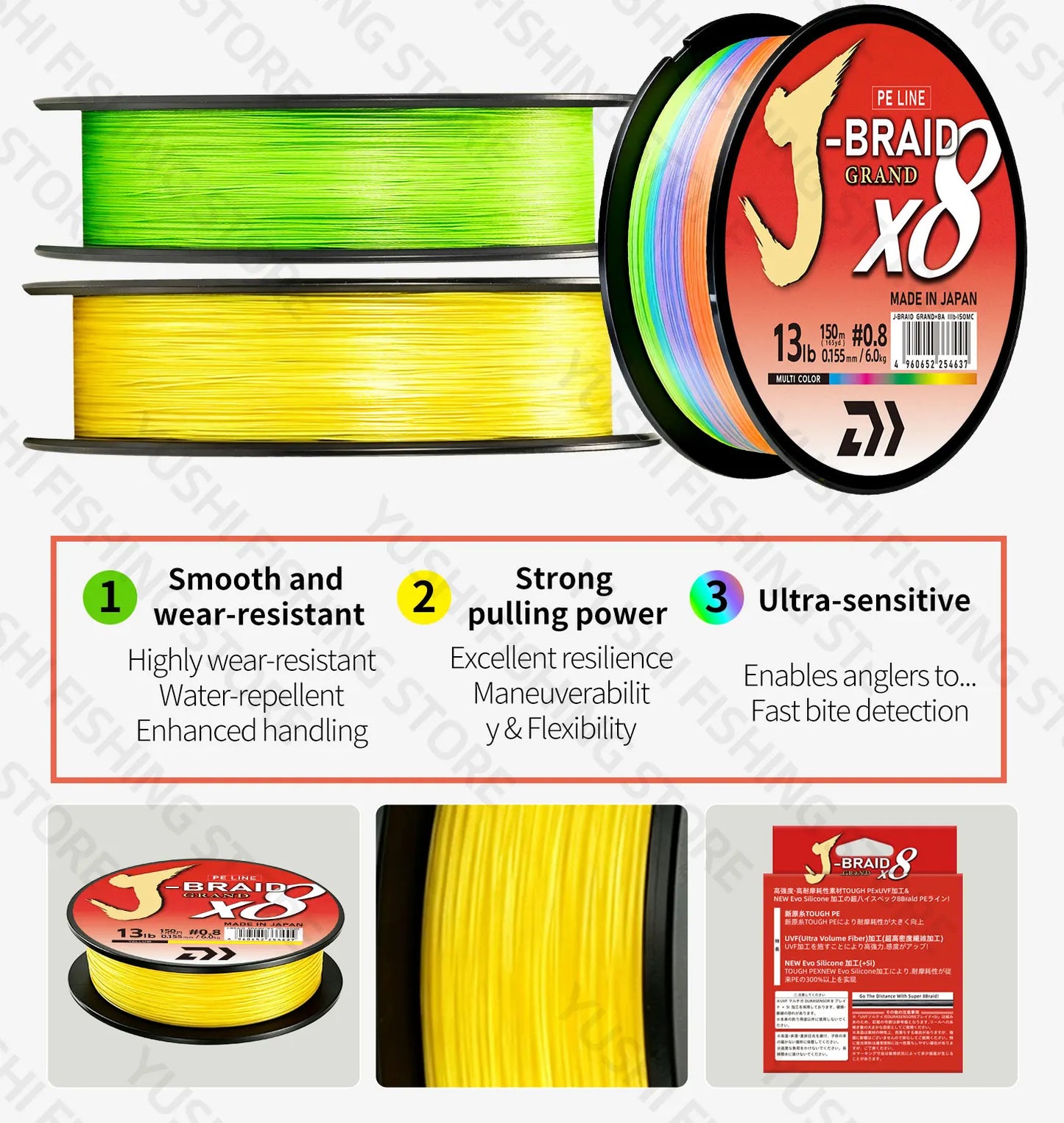 2026 Original X8DAIWA-J Braided Expedition 8 strands Fishing Line PE Super Line Sea Fishing wire 100/150/200/300/500/1000M Pesca