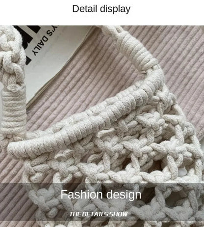 Hollow-out Woven Crochet Small Crossbody Phone Bag Women Fashion Solid Color Lightweight Braided Shoulder Handbag Crossbody Bags