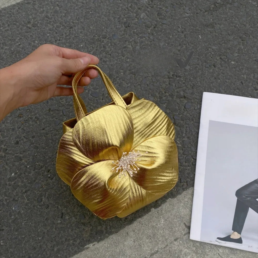 Innovative Chinese-Style Floral Bucket Bag Drawstring French Mini Tote Bag Flower Bucket Purse Women Luxury Designer Handbags