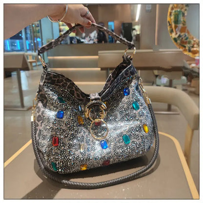 Luxury Genuine Leather Portable Women's Bag Leisure Large Capacity Diamond Tote Bag Shoulder Crossbody Bucket Bags Fashion 2026
