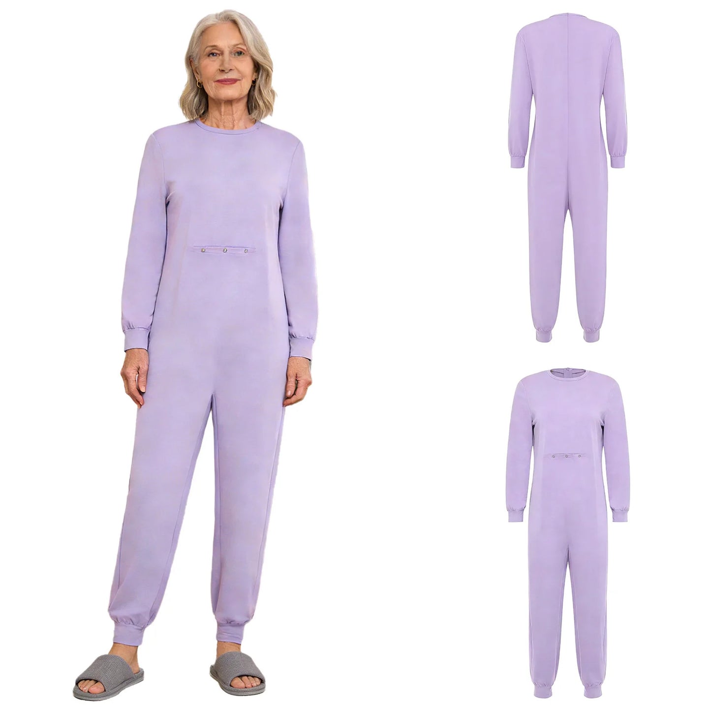 Men Women Special Needs Adaptive Clothing Elderly Alzheimer ASD Anti-Strip Jumpsuit Back Zipper Bodysuit Daily Wear Homewear
