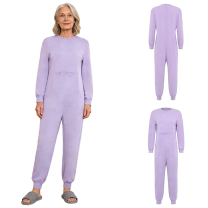 Men Women Special Needs Adaptive Clothing Elderly Alzheimer ASD Anti-Strip Jumpsuit Back Zipper Bodysuit Daily Wear Homewear